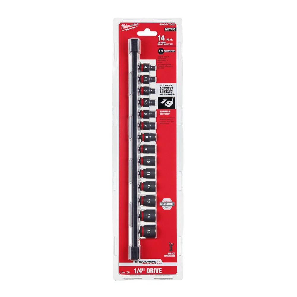 Milwaukee 49-66-7002 14PC SHOCKWAVE Impact Duty™  1/4" Drive Metric Standard 6 Point Socket Set - 2