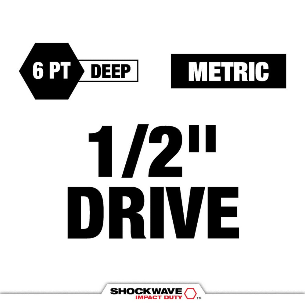 Milwaukee 49-66-7830 SHOCKWAVE Impact Duty 1/2 Drive Metric 3PC Lug Nut Wheel Socket Set - 2