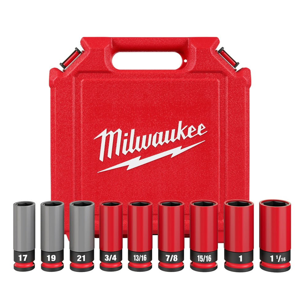 Milwaukee 49-66-7832 SHOCKWAVE Impact Duty 1/2 Drive SAE & Metric 9PC Lug Nut Wheel Socket Set