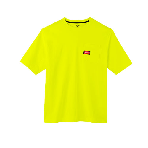 Milwaukee 601HV-XL Heavy Duty Pocket T-Shirt (601), Short Sleeve, Hi Vis, XL