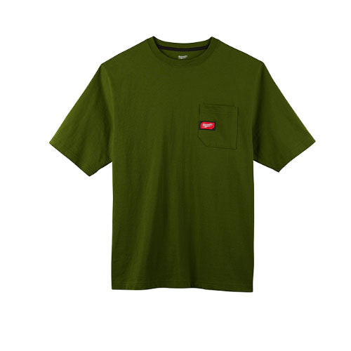 Milwaukee 601OG-2X Heavy Duty Pocket T-Shirt 601, Short Sleeve, Olive Green, 2X - 2