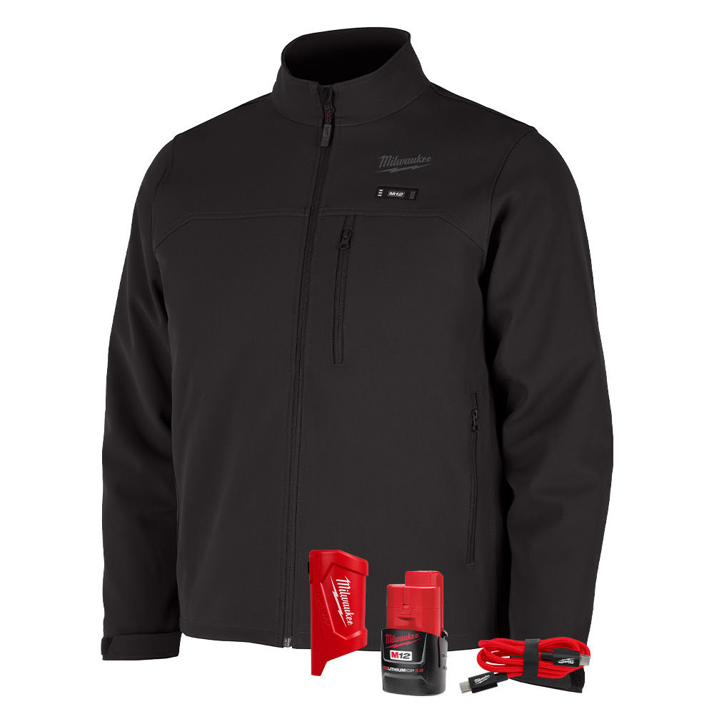 Milwaukee M100B-21 M12 Heated Black Toughshell Jacket with (1) 3.0 Ah Battery and Charger - 2