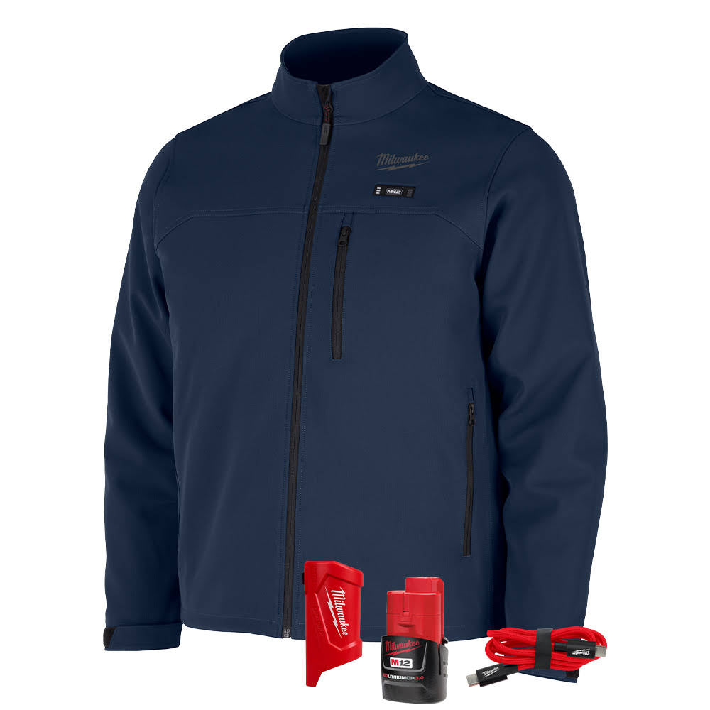 Milwaukee M100U-21 M12 Heated Blue Toughshell Jacket with (1) 3.0 Ah Battery and Charger - 2