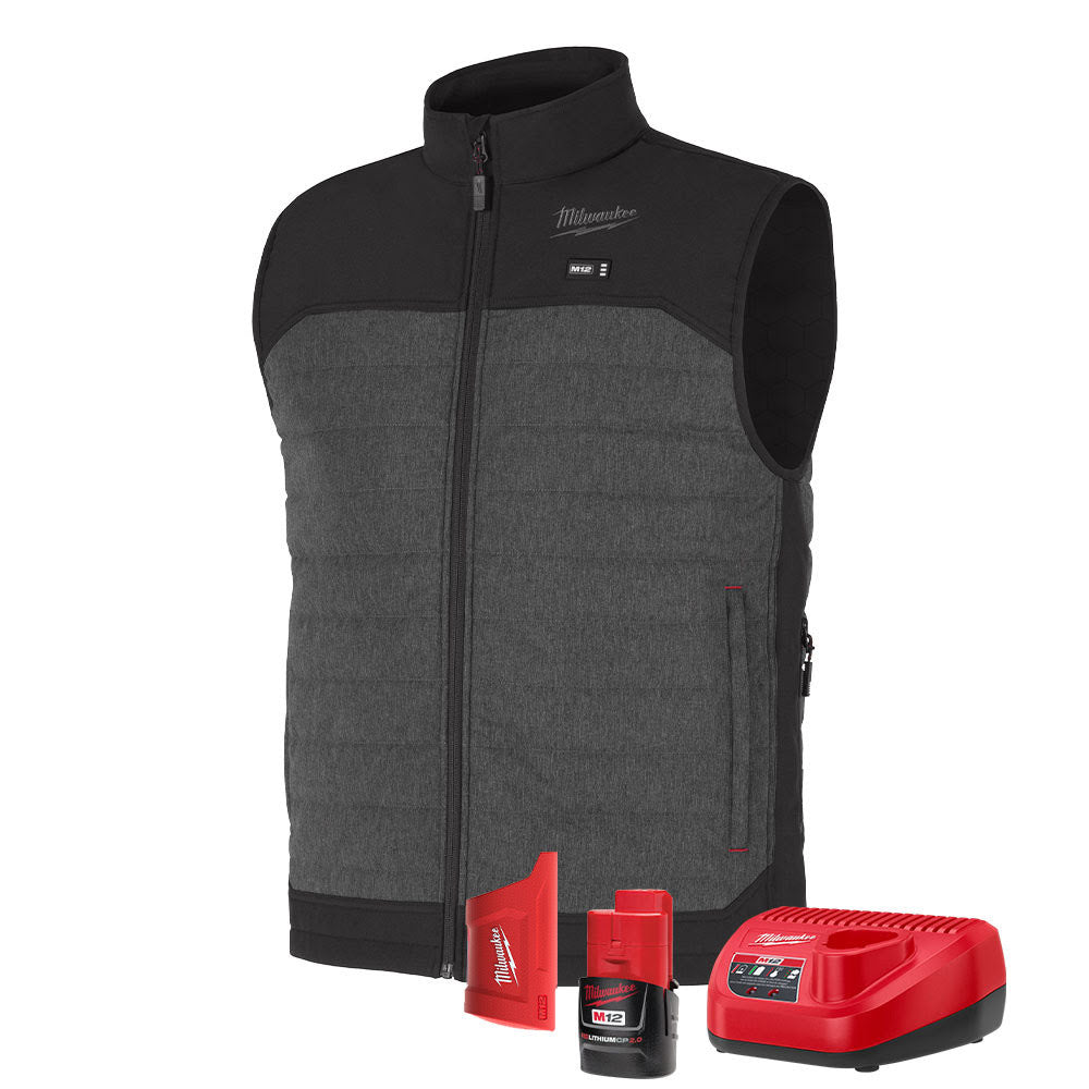 Milwaukee M300G-21 M12 Heated Gray Axis Vest with (1) 2.0 Ah Battery and Charger - 2