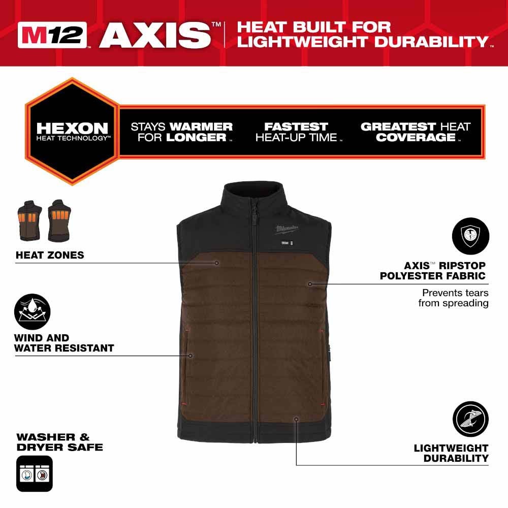 Milwaukee M300N-21 M12 Heated Brown Axis Vest Kit - 2