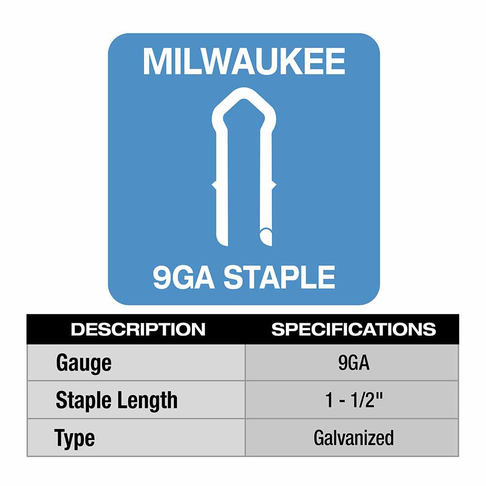 Milwaukee MPU112-960 1.5" 9 Gauge Galvanized Staples - 2