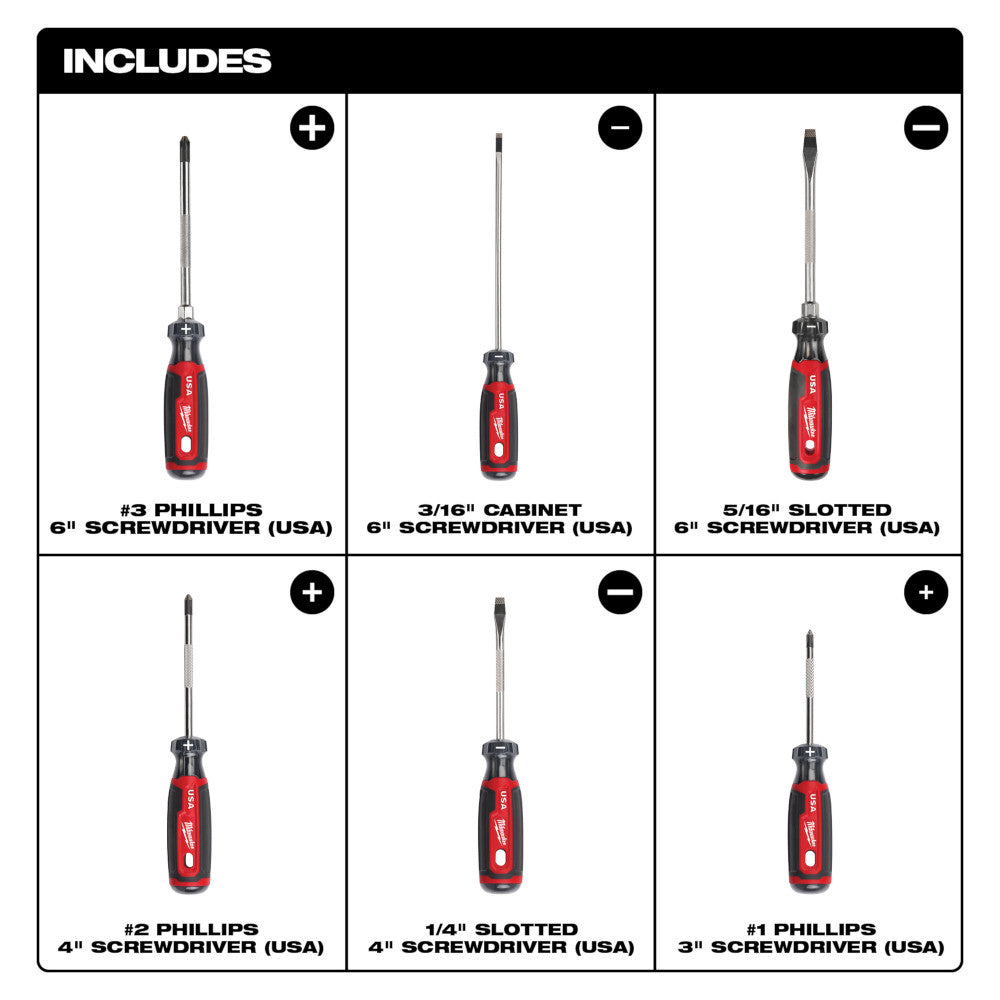 Milwaukee MT200-6 6PC Cushion Grip Screwdriver Kit (USA) - 4