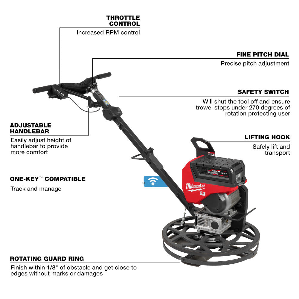 Milwaukee MXF324-2HD MX FUEL 24" Walk-Behind Edging Trowel Kit - 10