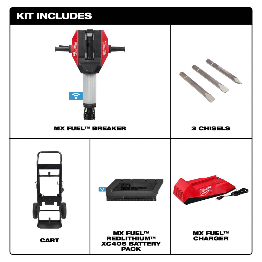 Milwaukee MXF368-1XC MX FUEL 1-1/8" Demolition Breaker Hammer Kit w/ Battery and Charger - 16