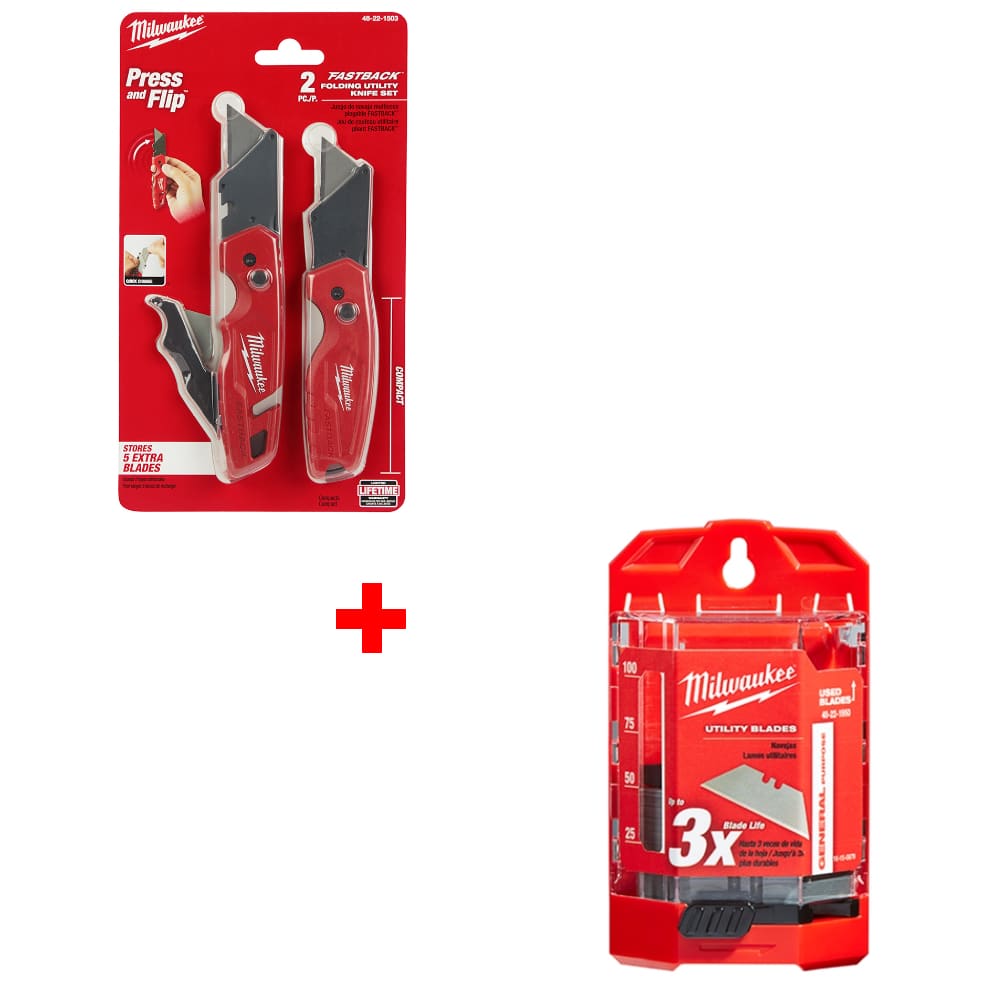 Milwaukee 48-22-1503 FASTBACK w/ FREE 48-22-1950 50 PC Utility Blades